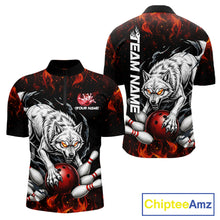 Load image into Gallery viewer, Fire Flame Funny Wolf Bowling Ball Jersey For Men Personalized Bowling Team Shirts | Red NYN3226