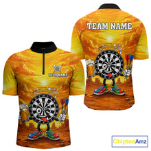 Load image into Gallery viewer, Beer and Dartboard Desert men's quarter zip dart jersey custom dart team apparel, dart league shirt, tournament uniform