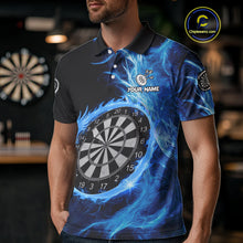 Load image into Gallery viewer, Custom Black-Blue Dragon Lightning Dartboard Dart Men Polo Jerseys Dart Team Shirt NYN1688