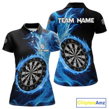 Load image into Gallery viewer, Custom Black-Blue Dragon Lightning Dartboard Dart Women Polo Jerseys Dart Team Shirt NYN1688