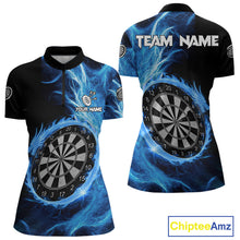 Load image into Gallery viewer, Custom Black-Blue Dragon Lightning Dartboard Dart Women 1/4-Zip Jerseys Dart Team Shirt NYN1688