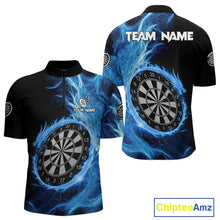 Load image into Gallery viewer, Custom Black-Blue Dragon Lightning Dartboard Dart Men 1/4-Zip Jerseys Dart Team Shirt NYN1688