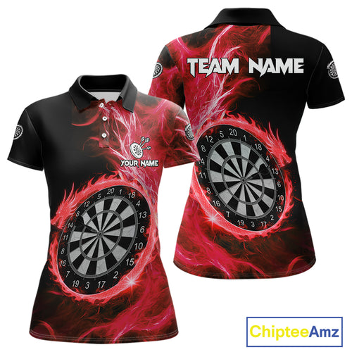 Custom Black-Red Dragon Lightning Dartboard Dart Women Polo Jerseys Dart Team Shirt NYN1689
