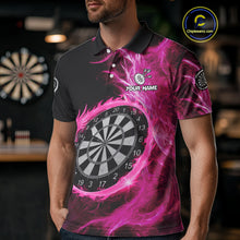 Load image into Gallery viewer, Custom Black-Pink Dragon Lightning Dartboard Dart Men Polo Jerseys Dart Team Shirt NYN1690