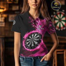 Load image into Gallery viewer, Custom Black-Pink Dragon Lightning Dartboard Dart Women Polo Jerseys Dart Team Shirt NYN1690