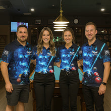 Load image into Gallery viewer, Blue Skull Thunder Pool 8 Ball Women's Billiard Polo &amp; 1/4-Zip Shirt Custom Billiards Team Apparel NYN2491