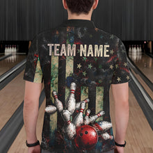 Load image into Gallery viewer, Personalized American Flag Grunge Bowling Shirt For Men Custom Splatter Outfit Bowling Jersey NYN3231