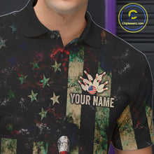 Load image into Gallery viewer, Personalized American Flag Grunge Bowling Shirt For Men Custom Splatter Outfit Bowling Jersey NYN3231