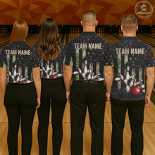 Load image into Gallery viewer, Personalized American Flag Grunge Bowling Shirt For Men Custom Splatter Outfit Bowling Jersey NYN3231