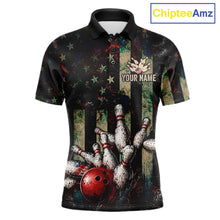 Load image into Gallery viewer, Personalized American Flag Grunge Bowling Shirt For Men Custom Splatter Outfit Bowling Jersey NYN3231