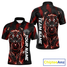 Load image into Gallery viewer, Fire Flame Tiger Red Claws men's bowling polo shirt custom bowling team jersey, personalized bowling uniform