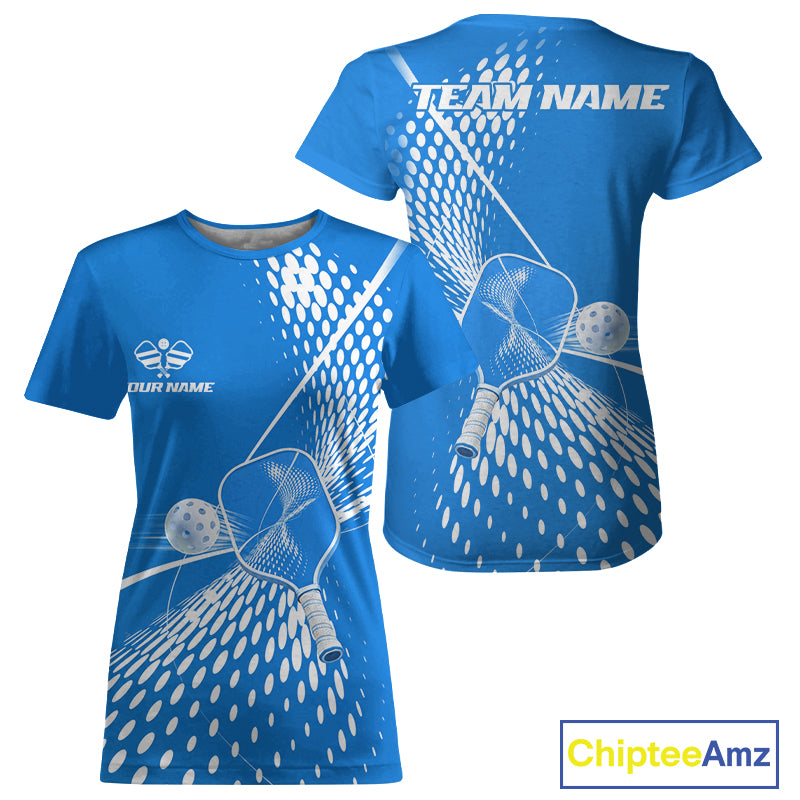 Custom Blue And White Pickleball T-Shirts For Women Pickleball Tournament Shirts Team Uniform NYN4105