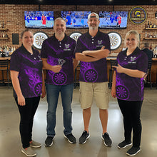 Load image into Gallery viewer, Purple Grunge Eagle Fire Flame Dartboard Men Darts Polo Shirts Custom Dart Team Jerseys NYN2506
