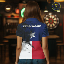 Load image into Gallery viewer, Personalized Texas Flag Black Splatter Dart Polo Shirts For Women Custom Dart Team Jerseys NYN2712