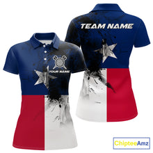 Load image into Gallery viewer, Personalized Texas Flag Black Splatter Dart Polo Shirts For Women Custom Dart Team Jerseys NYN2712