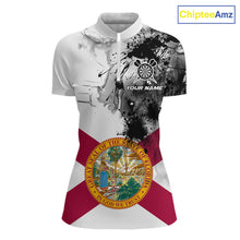 Load image into Gallery viewer, Personalized Florida Flag Black Splatter Dart 1/4-Zip Shirts For Women Custom Dart Team Jerseys NYN2713