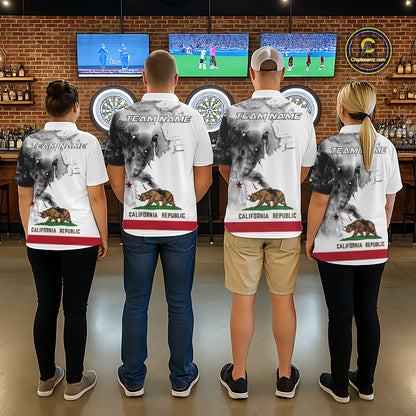 Personalized California Flag Black Splatter Dart 1/4-Zip Shirts For Men Custom Dart Team Jerseys NYN2714