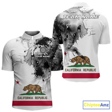 Load image into Gallery viewer, Personalized California Flag Black Splatter Dart 1/4-Zip Shirts For Men Custom Dart Team Jerseys NYN2714