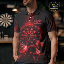 Load image into Gallery viewer, Custom Skeleton Red Flames Dartboard Dart Men Polo Jerseys Lightning Dart Team Shirt NYN1695