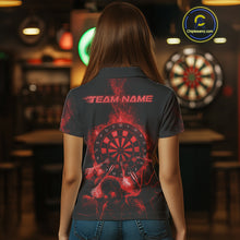 Load image into Gallery viewer, Custom Skeleton Red Flames Dartboard Dart Women Polo Jerseys Lightning Dart Team Shirt NYN1695