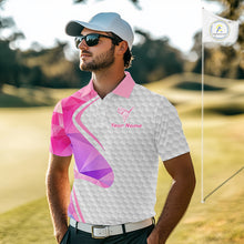 Load image into Gallery viewer, Pink And Purple Diamond Geometric Golf Polo Golf Shirts For Men Custom Golf Team Attire NYN3248