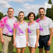 Load image into Gallery viewer, Pink And Purple Diamond Geometric Golf Polo Golf Shirts For Men Custom Golf Team Attire NYN3248