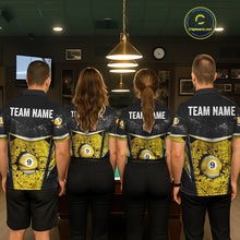 Load image into Gallery viewer, Black And Yellow Grunge Cracked 9 Ball Billiard Pool Shirt For Men Custom 9 Ball Billiard Team Jersey NYN3086