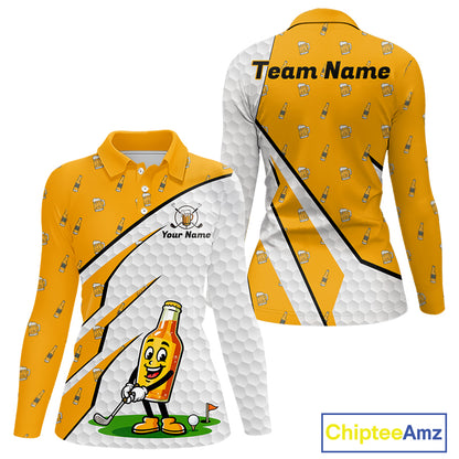 Funny Womens Golf Polo Team Shirt Personalized Cheer Beer Clothing Golf Tops For Golfers NYN3260