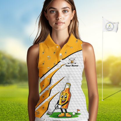 Funny Womens Golf Sleeveless Polo Shirt Personalized Cheer Beer Clothing Golf Tops For Golfers NYN3260