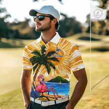 Load image into Gallery viewer, Funny Flamingo Mens Golf Polo Shirt Custom Summer Tropical Golf Team Clothing Golf Gifts NYN3262