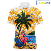 Load image into Gallery viewer, Funny Flamingo Mens Golf Polo Shirt Custom Summer Tropical Golf Team Clothing Golf Gifts NYN3262