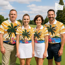 Load image into Gallery viewer, Funny Flamingo Mens Golf Polo Shirt Custom Summer Tropical Golf Team Clothing Golf Gifts NYN3262