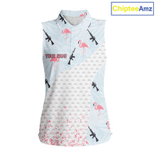 Load image into Gallery viewer, Funny Rifle &amp; Flamingo Sleeveless Polo Shirt Womens Golf Polo Shirts Custom White Ball Golf Clothes NYN2877