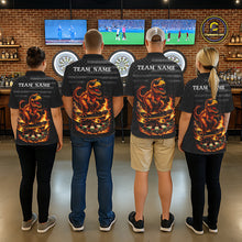 Load image into Gallery viewer, Custom Grunge Flame Dinosaur Darts Shirt Polo &amp; 1/4 Zip Darts Jersey For Men US Flag Dart Outfit NYN2884