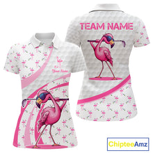 Load image into Gallery viewer, Funny Flamingo Mens Golf Shirt Polo Personalized Pink Argyle Pattern Golf Team Outfits NYN3097
