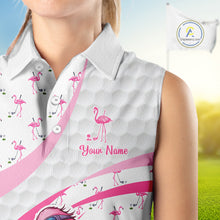 Load image into Gallery viewer, Funny Flamingo Mens Golf Shirt Sleeveless Polo Personalized Pink Argyle Pattern Golf Team Outfits NYN3097