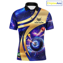 Load image into Gallery viewer, Purple Galaxy Pool 8 Ball Billiard Shirt For Men Personalized Multicolor Light Billiard Apparel NYN2893