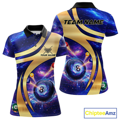 Purple Galaxy Pool 8 Ball Billiard Shirt For Women Personalized Multicolor Light Billiard Apparel NYN2893