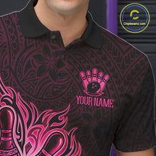 Load image into Gallery viewer, Male bowler wearing Pink Tribal Bowling Ball bowling jersey, men's bowling league apparel