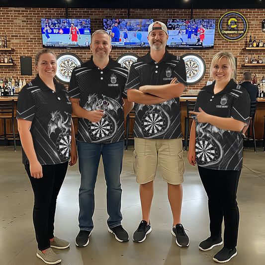 Silver Light Dragon Dartboard Custom Women Darts Quarter-Zip League Shirts Dragon Dart Jerseys NYN2237