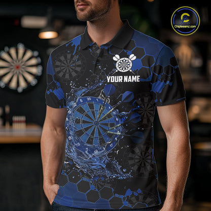 Watering Dartboard Darts Shirt For Men Custom Splatter Blue Hexagon Dart Team Jerseys NYN3117