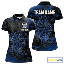 Load image into Gallery viewer, Watering Dartboard Darts Shirt For Women Custom Splatter Blue Hexagon Dart Team Jerseys NYN3117