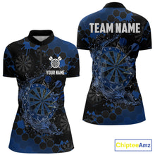 Load image into Gallery viewer, Watering Dartboard Darts Shirt For Women Custom Splatter Blue Hexagon Dart Team Jerseys NYN3117