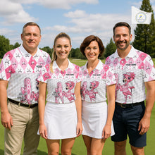 Load image into Gallery viewer, Funny Flamingo Golf Polo Shirts For Men Pink Argyle Flamingo Custom White Ball Golf Apparel NYN3121