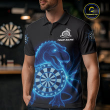 Load image into Gallery viewer, Custom Horror Dinosaur Lightning Blue Dartboard Dart Men Polo Jerseys Funny Dart Shirts NYN1740