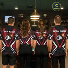 Load image into Gallery viewer, Personalized Crown 8 Ball Pool Black And Red Polo Shirts For Women, Custom Billiard Team Apparel NYN3293