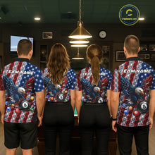 Load image into Gallery viewer, Lightning Thunder US Flag Women Billiard Polo Shirts Custom Eagle 8 Ball Billiard Team Apparel NYN3298
