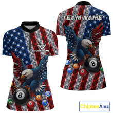 Load image into Gallery viewer, Lightning thunder American flag eagle billiard 1/4-zip shirt for women