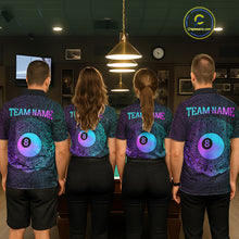 Load image into Gallery viewer, Custom Blue &amp; Purple Tribal 8 Ball Billiard Jersey For Men Billiard Clothes Billiard Team Shirts NYN2924