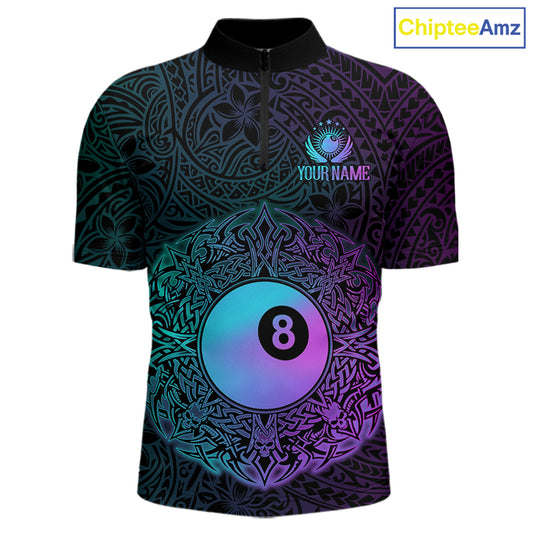 Custom Blue & Purple Tribal 8 Ball Billiard Jersey For Men Billiard Clothes Billiard Team Shirts NYN2924